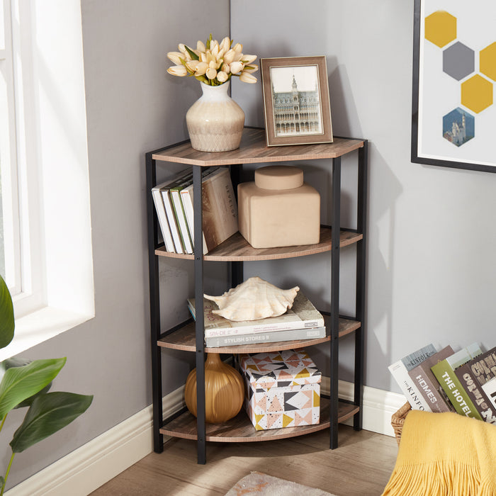 4-Tier Corner Open Shelf, Freestanding Bookcase, Plant Stand Small Bookshelf for Living Room, Home Office, Kitchen & Small Spaces