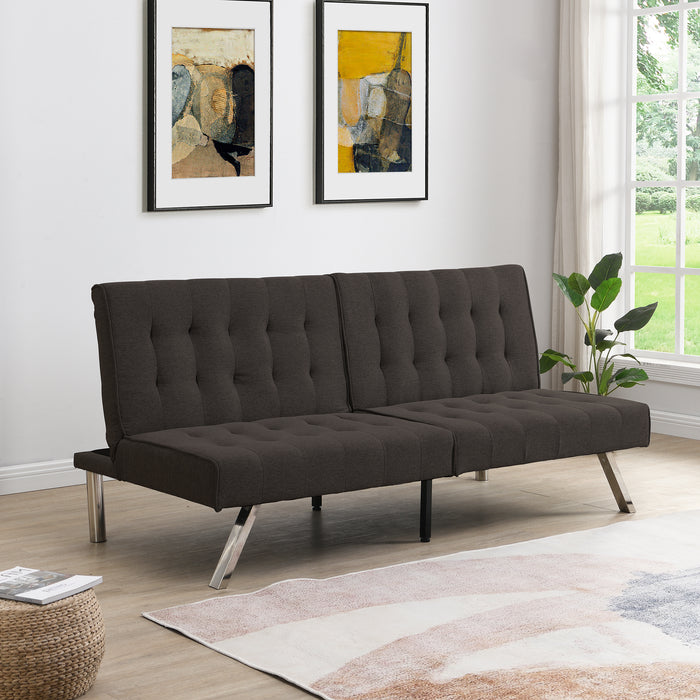 Multifunctional Wood Frame Sofa Bed with Stainless Legs - Espresso Futon Sofa Bed