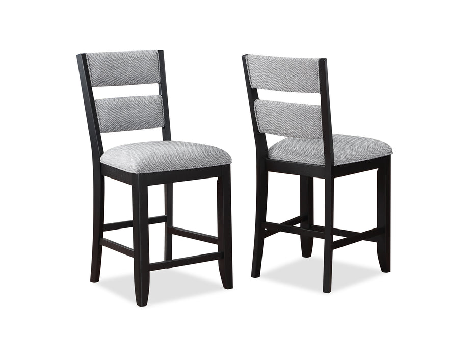 2 Pieces Black Farmhouse Counter Height Dining Chair, Gray