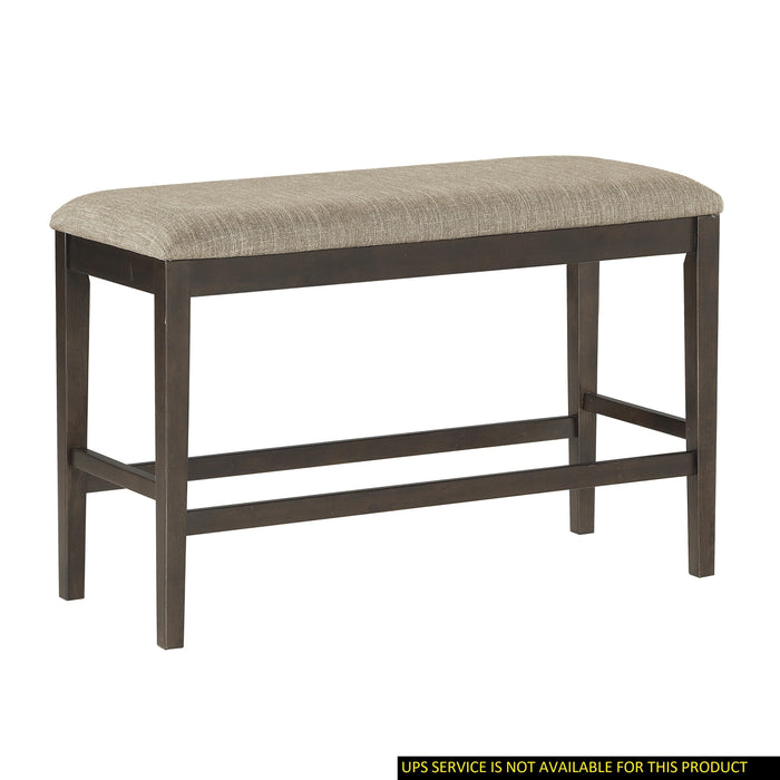 Counter Height Bench, Fabric Upholstered Casual Style Dining Room Furniture, Dark Brown