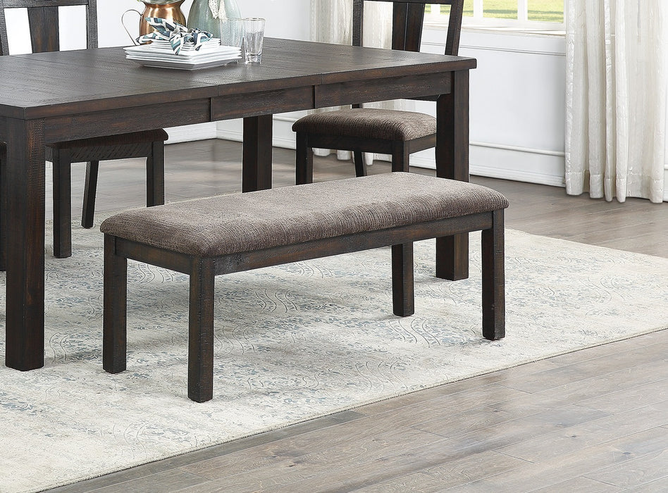 Simple Elegant Design Wooden Dining Bench with Dark Grey Finish - Solid Wood, Cushion Seats