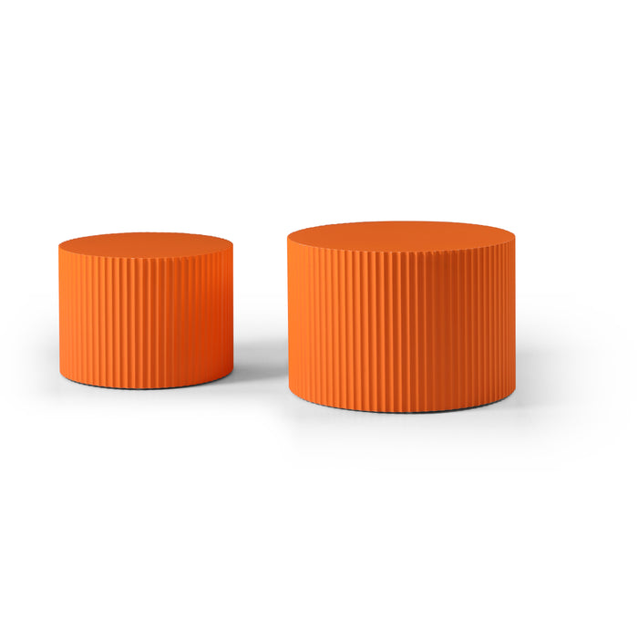 MDF Nesting Table Set of 2, Handcrafted Round Coffee Table for Living Room/Leisure Area - Orange