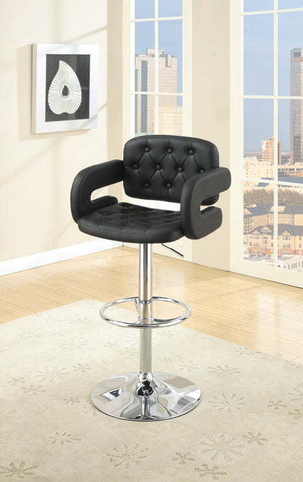 Classic Armrest Tufted Faux Leather Upholstered Barstool/Chair, Adjustable Height Swivel Kitchen Stool